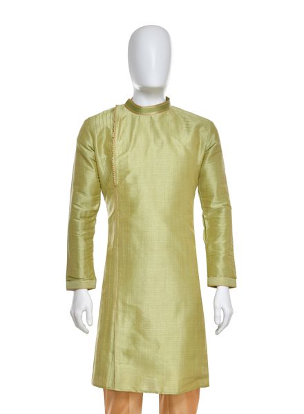 Kurta Pajama Polyester Cotton Party Wear Slim Fit Stand Collar Full Sleeves Embroidery Long La Scoot Churidar Pajama None